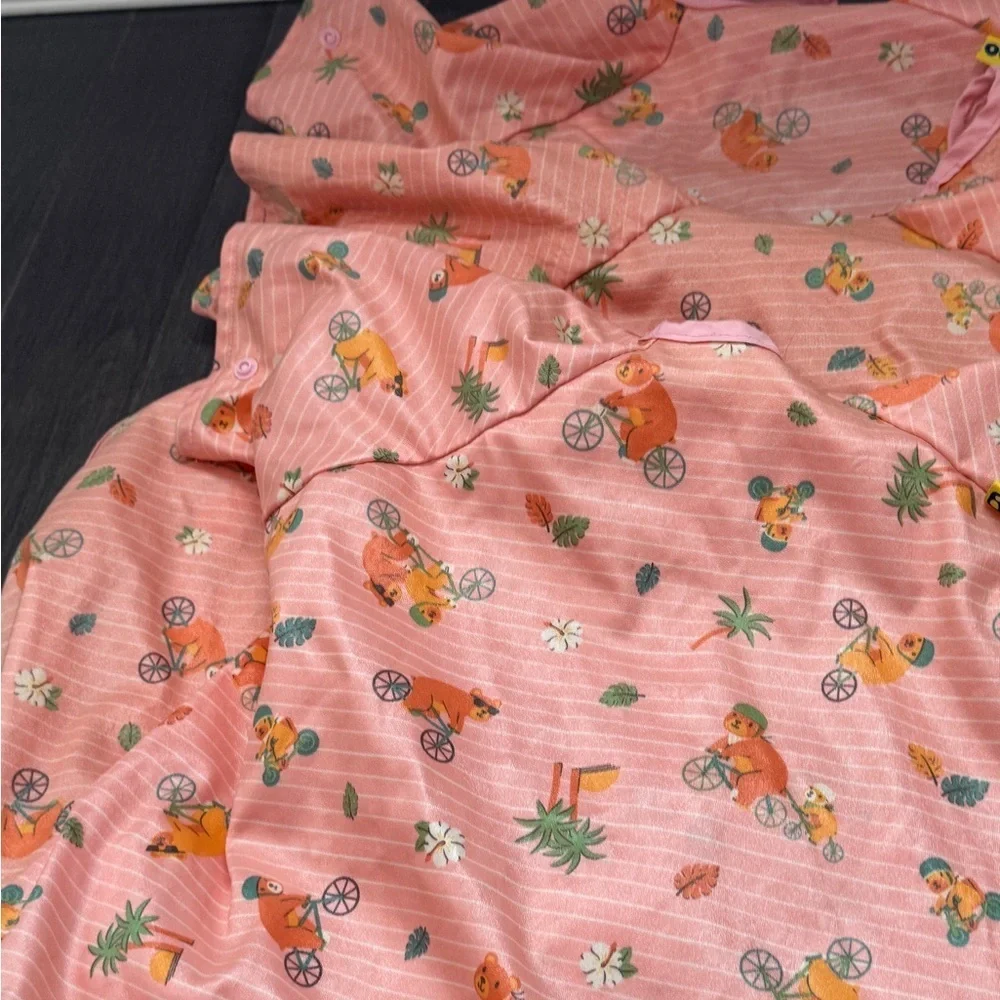 Bibado Pink Kids Bear Full Length Short Sleeve Bibs Toddler Girls - 3 BIBS